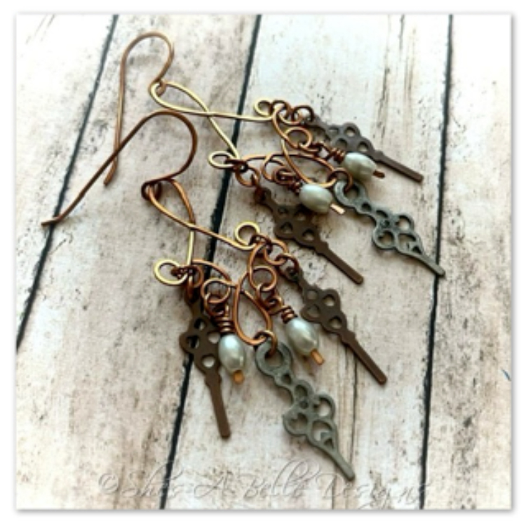 Time Keeper's Steampunk Earrings in Antique Silver and Copper, Steampunk Earrings