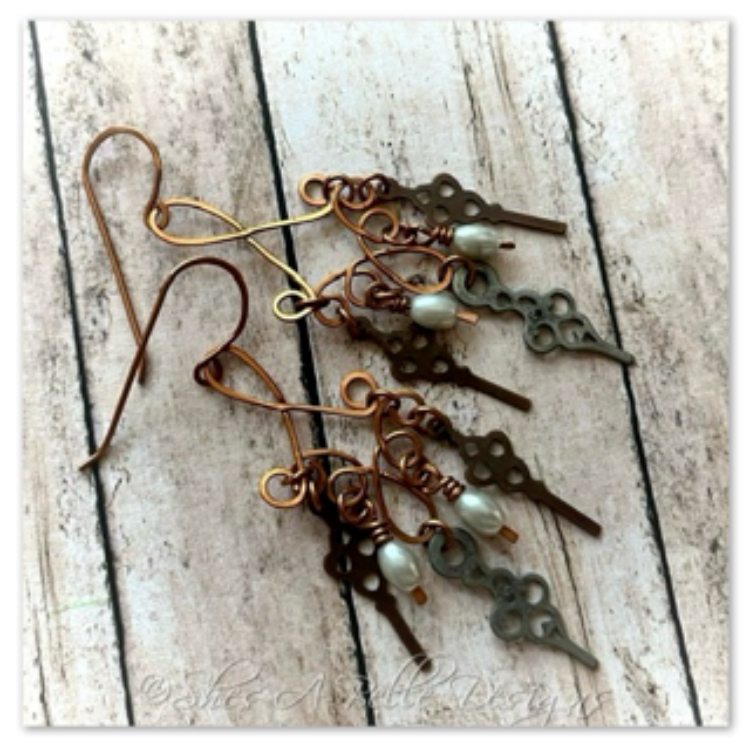 Time Keeper's Steampunk Earrings in Antique Silver and Copper, Steampunk Earrings