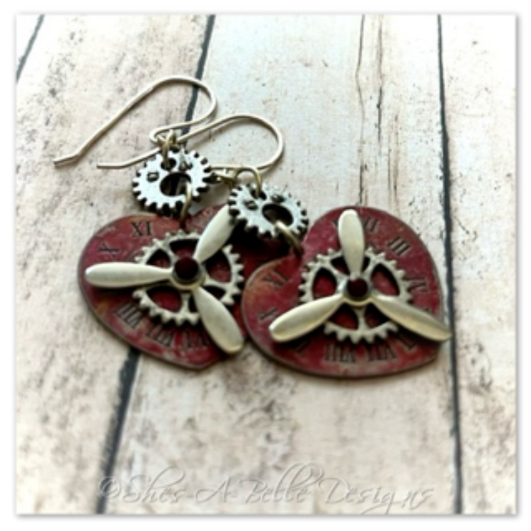 Time Keeper's Steampunk Earrings in Colorized Antique Silver, Steampunk Style