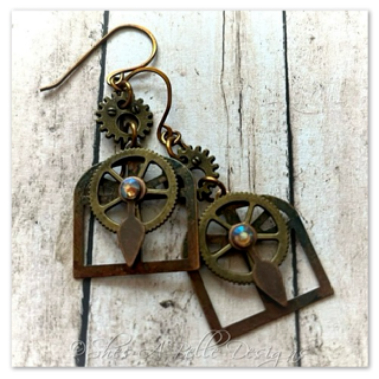 Architect's Steampunk Earrings in Mixed Metals, Steampunk Earrings