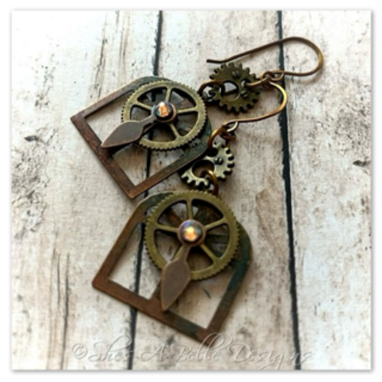 Architect's Steampunk Earrings in Mixed Metals, Steampunk Earrings