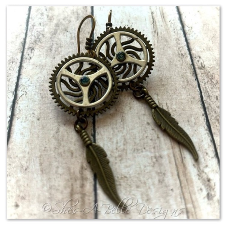 Gearhead Earrings in Antique Bronze and Antique Silver, Steampunk Earrings