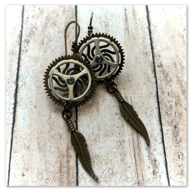 Gearhead Earrings in Antique Bronze and Antique Silver, Steampunk Earrings